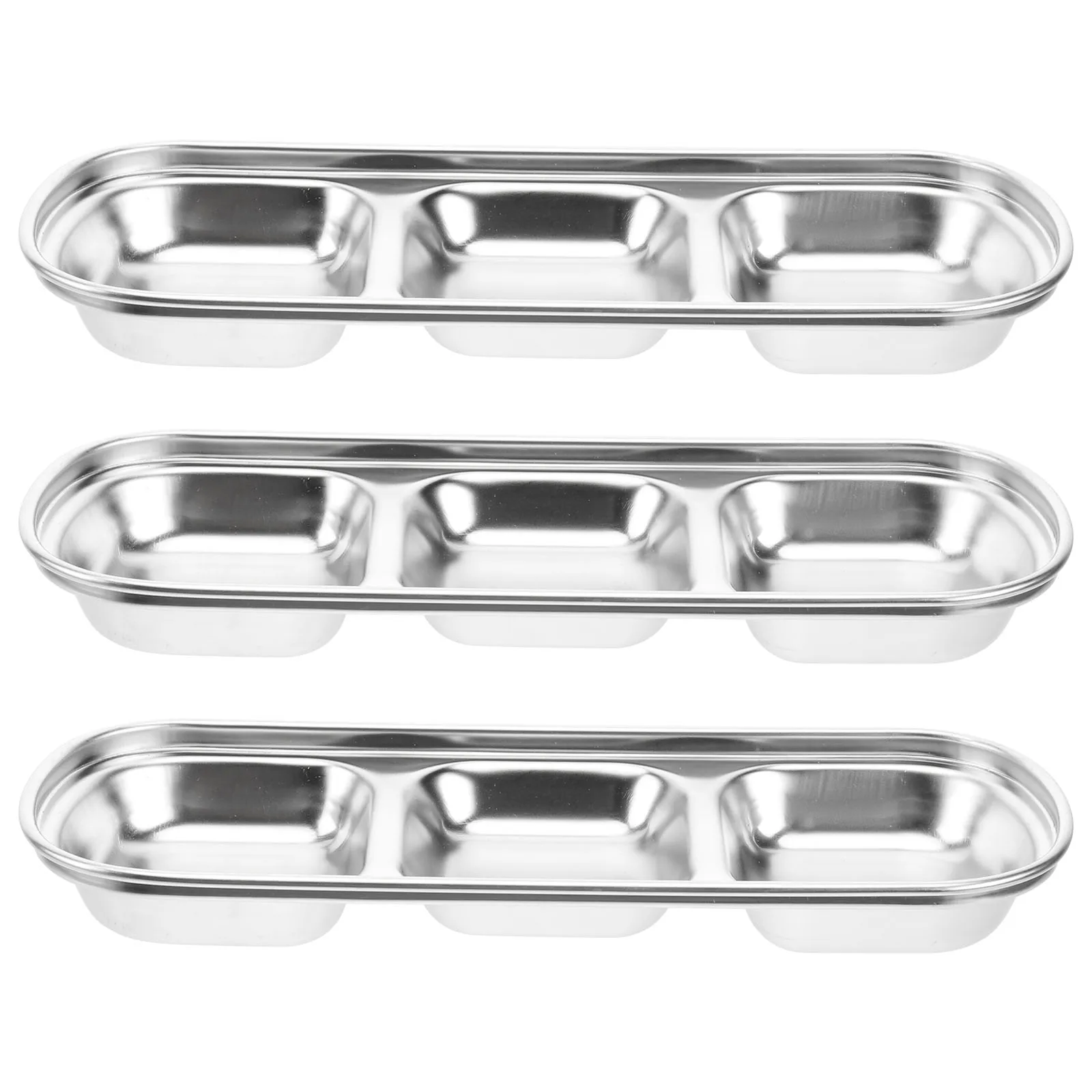 

3pcs Seasoning Dish Sauce Bowl Flavor Plates Appetizer Serving Dishes Food Cutlery Tray Stainless Steel Kitchen Bar Accessories