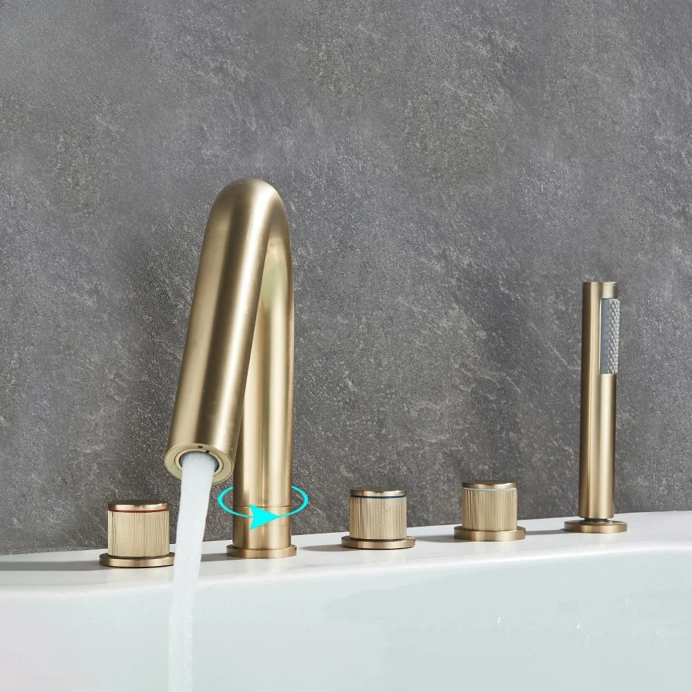 Brushed Golden Bathroom Faucet Black Bathtub Shower Faucet Set Pull Out Shower Sprayer Black Chrome Bath Shower Mixer Tap