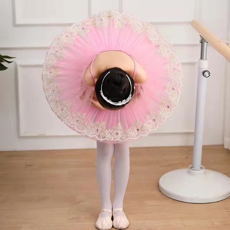 New Professional Ballet Tutu Girls Pink Platter Pancake Tutu Ballerina Party Dress Adult Women Child Kids Ballet Dance Costume