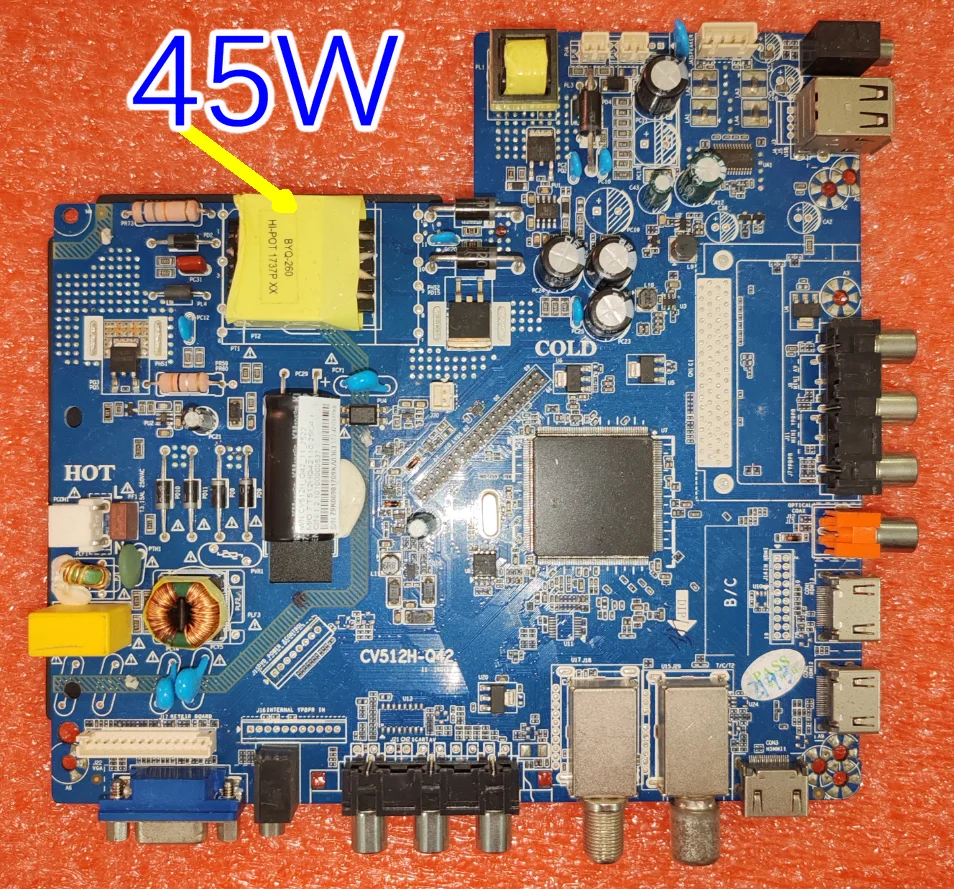 

CV512H-Q42 Main Board CV512H-Q42 Three in one TV motherboard backlight voltage 34.8--40V 540MA or 75w 66v 600ma