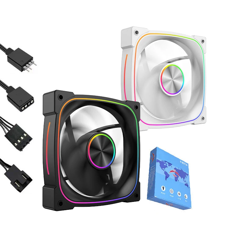 computer case fan PC Case fan ARGB Fan 5V 3Pin Mainboard Light Sync Magic Color Stream Effect 4Pin PWM Hydraulic Silent Fan