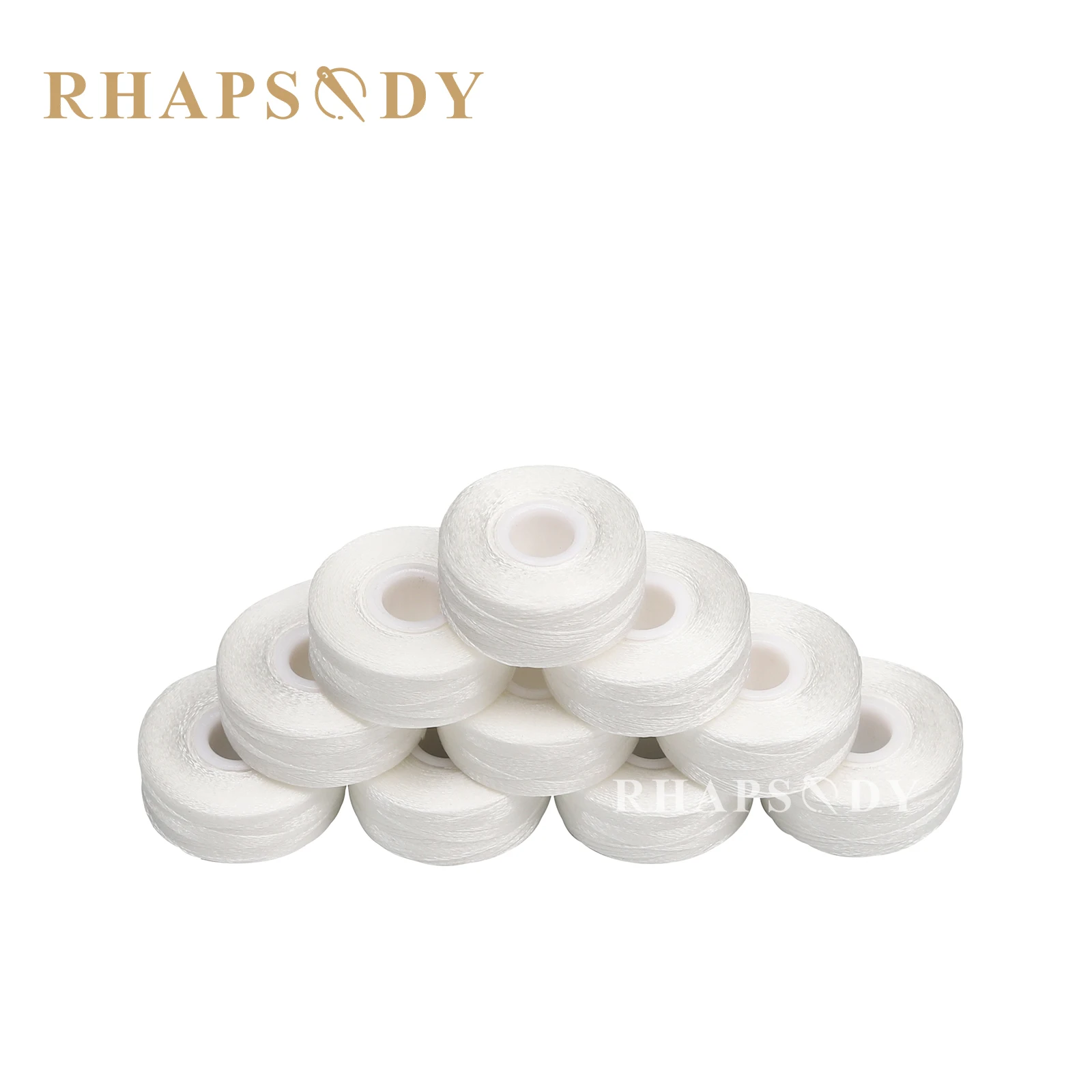 Rhapsody 144 Stück Typ L SA155 vorgewickeltes Spulenfaden 75D 60WT Seitenlos für kommerzielle Heim-Sticknähmaschinen Weiß Schwarz – Detail 3