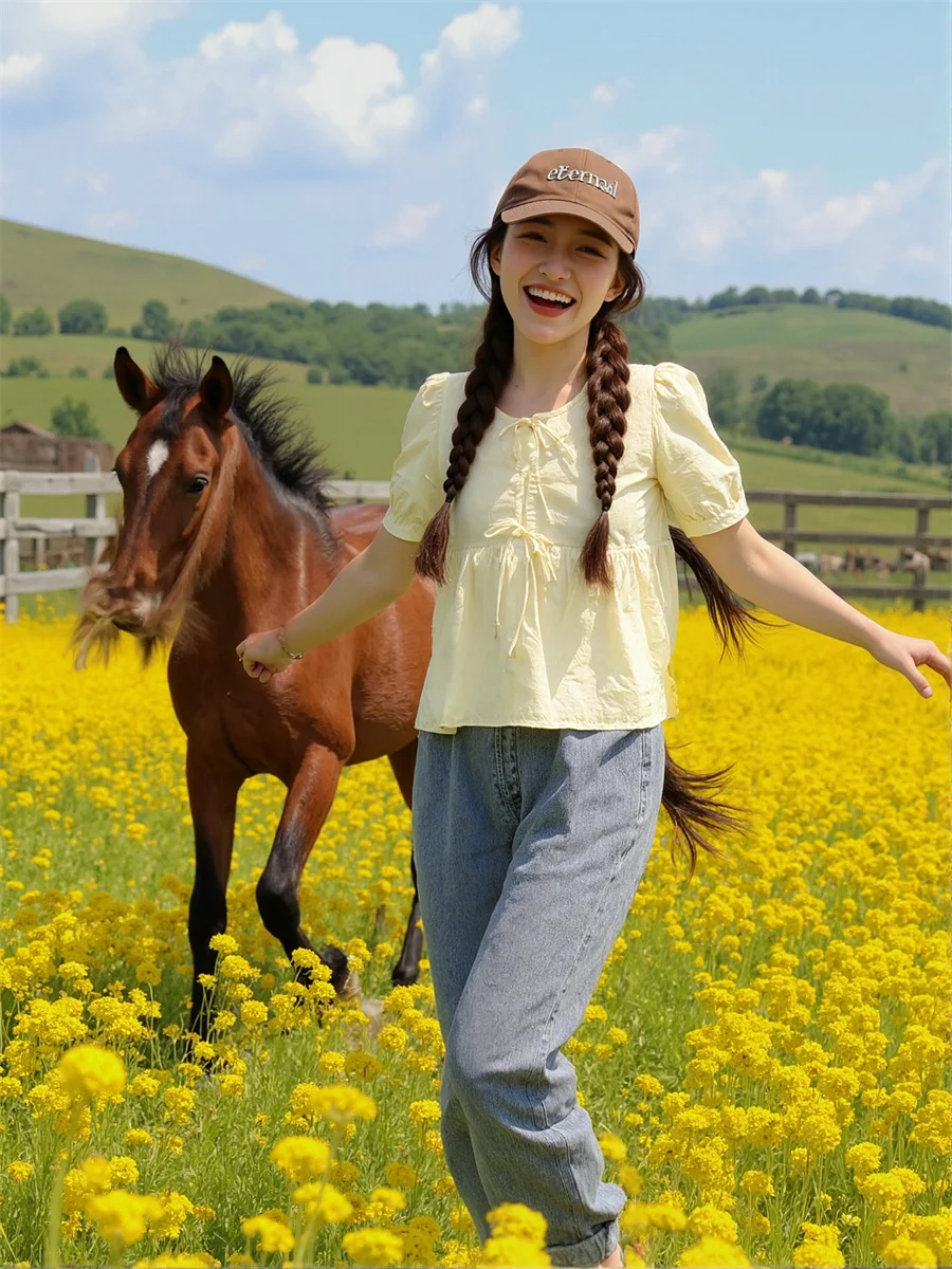 

Элегантные блузки для женщин, галстук-бабочка, драпированная клетчатая осенняя женская одежда, большая верхняя одежда, белый хлопковый модный базовый топ без рукавов