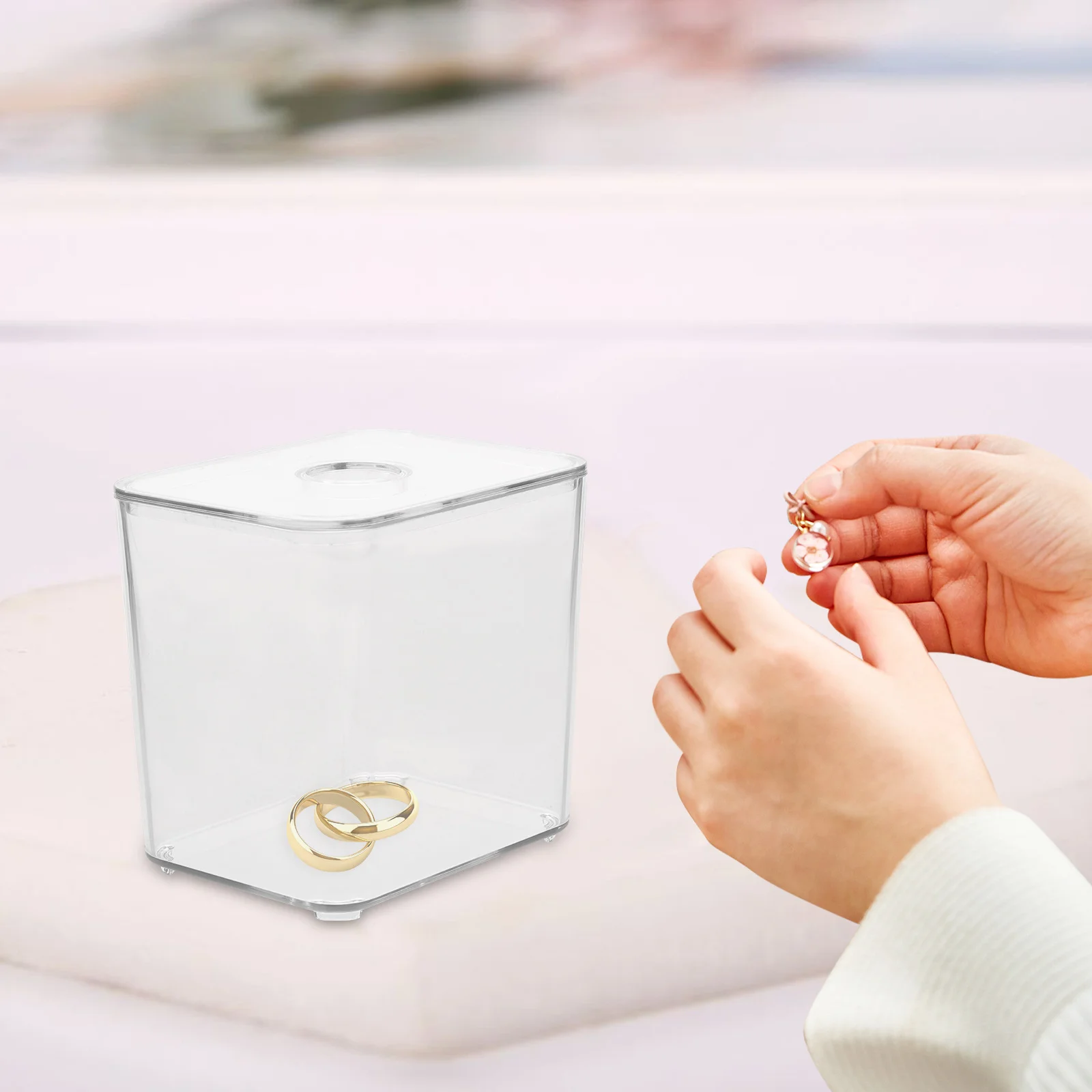 

2Pcs Cotton Swab Container Clear Storage Box Stackable Makeup Organizer Premium Pet Cotton Pad Holder Multipurpose