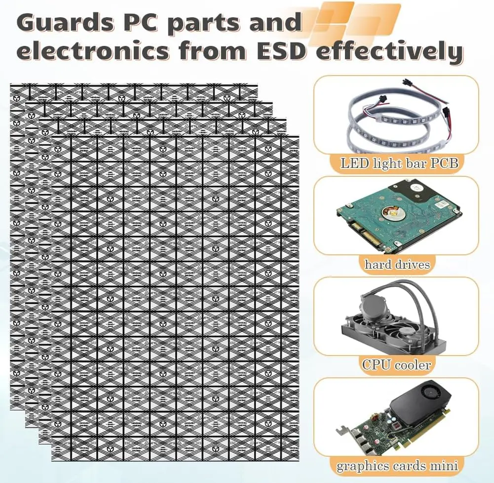  20pcs Large Premium Anti Static 30X40CM Open Top ESD Bags with Sticker for Motherboard SSD HDD Laptop Electronic Components