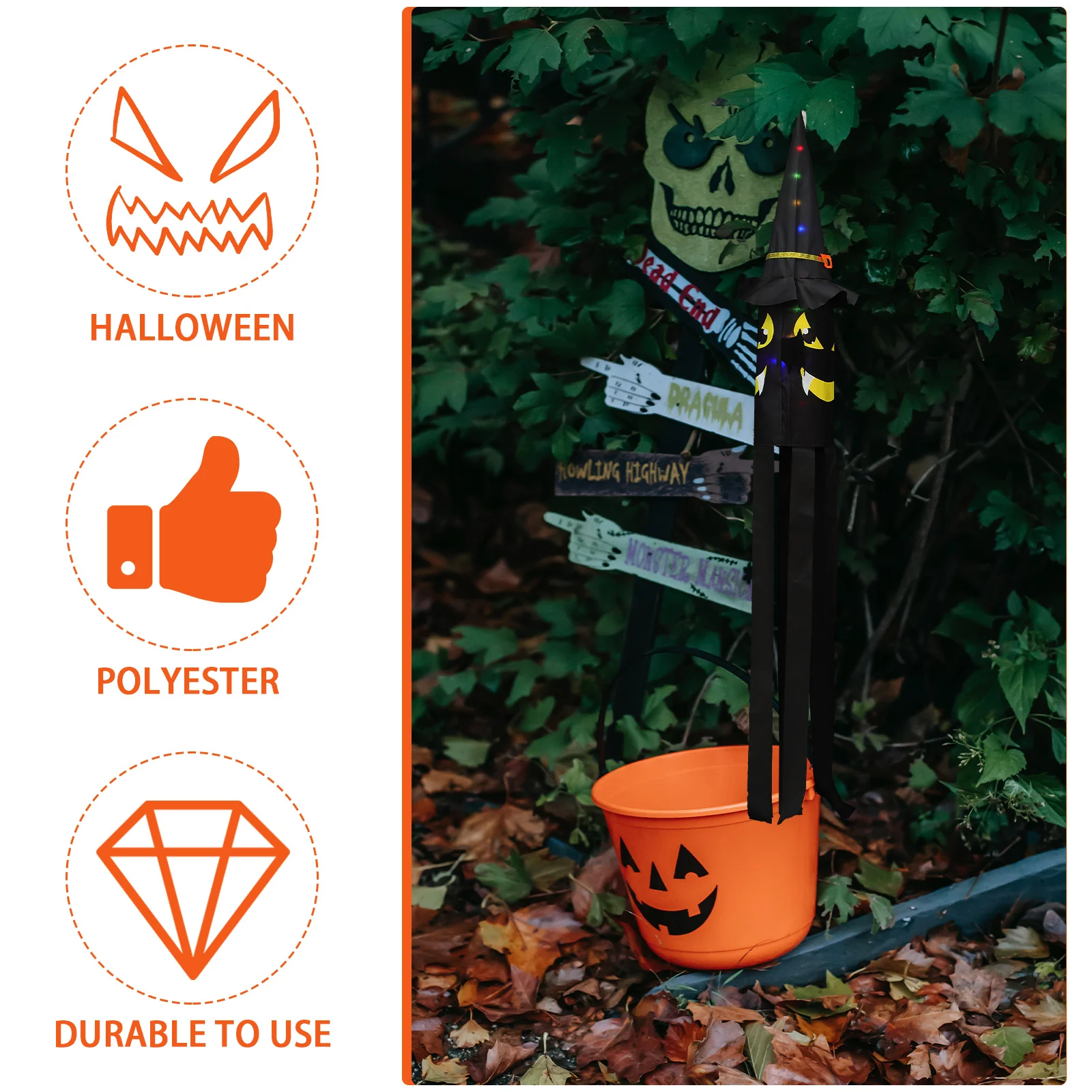 

Halloween Windsock Flags Decorations Outdoor Garden Socks Flocking Cloth Luminous LightweightHaunted House