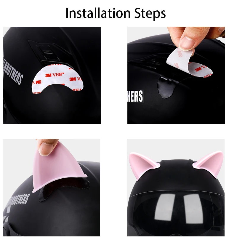 Helmet Cat Ears Decoration Motorcycle Electric Car Driving Styling Cute Cat Ears Stickers Decor Helmet Accessories Universal