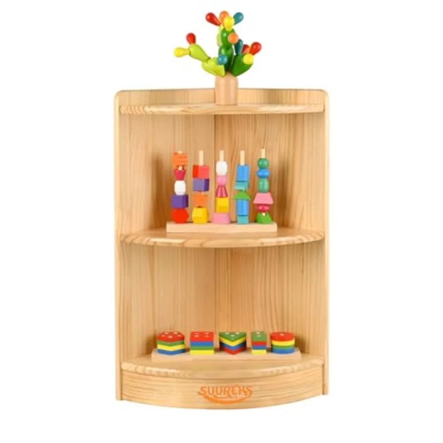 

Угловой шкаф-стеллаж Монтессори с 2 ярусами, полка для игрушек и деревянная книжная полка для комнат, детских садов, классов, дошкольных учреждений 23-5/