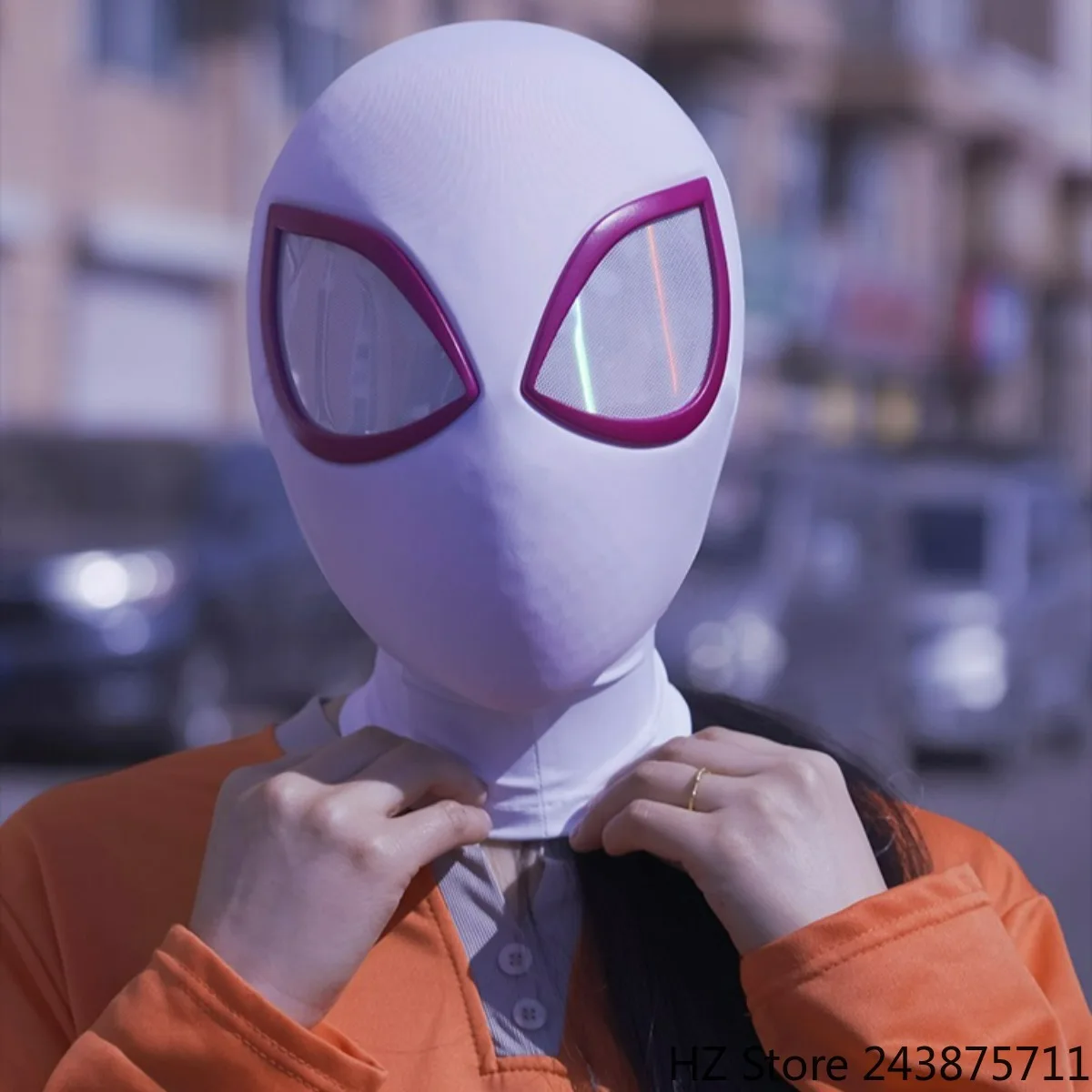 

DIY Faceshell Mask Fabric Visual Magnetic Eyes Accessories for Gwen Spiderman Mask Animation Version Cosplay Mask Prop Replica