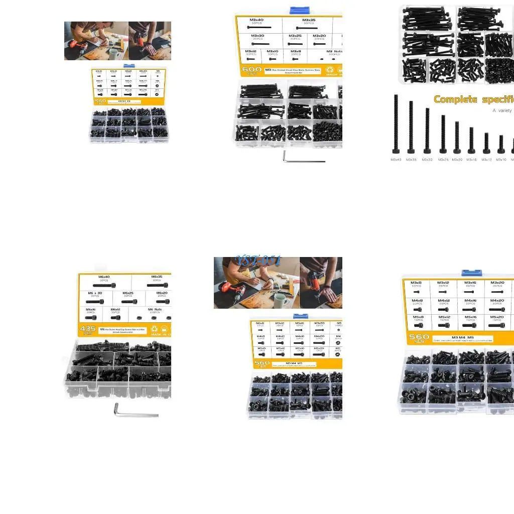 

E15A 560pcs Hexagons Socket Head Caps Metric Screws Bolt and Nut 3,4,5mm Easy to Use