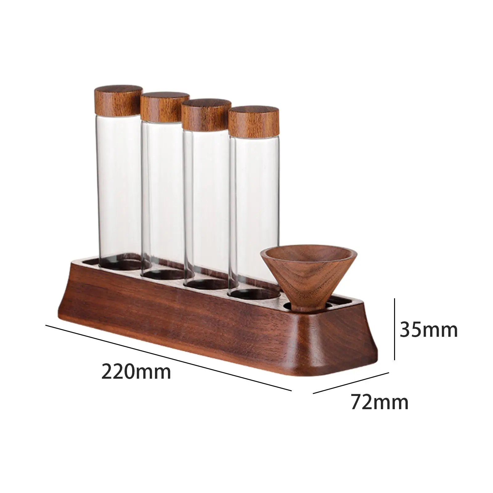 Glass Test Tubes Wooden Display Stand Tea Sugar Canister Refillable Coffee Bean Dispenser for Retail Pantry Cafe Kitchen Bar