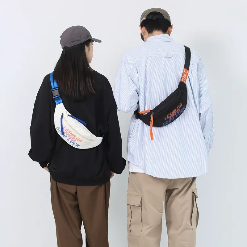 حقيبة صدر بلون متطابق تمامًا من النايلون المقاوم للماء، النسخة الكورية، حقيبة كروس بأحرف بسيطة، حقيبة كتف نسائية #3