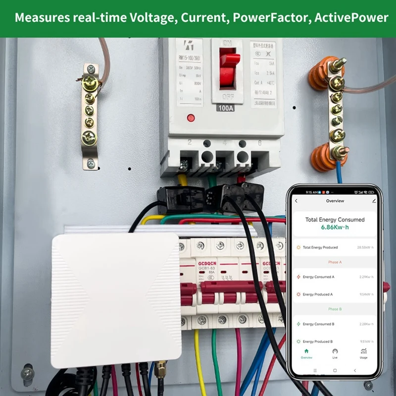 Tuya Smart Life 3 Phase WiFi Energy KWH Meter 120A Power Clamp Current Transformer App Monitor and Record Consumption-A63M view 6