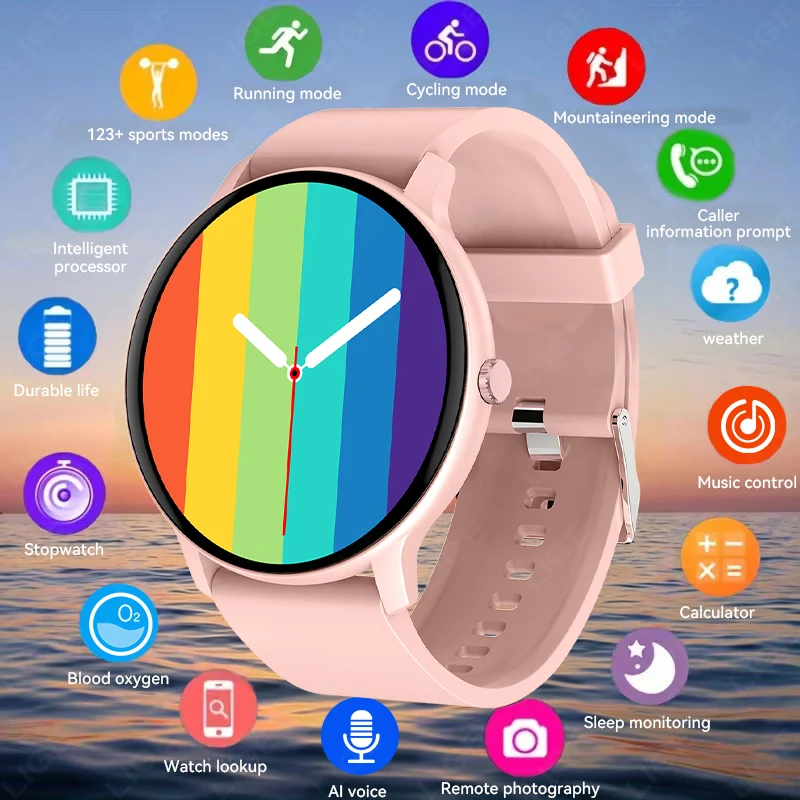 LIGE 2026 Smart Watch DIY Watch Faces Smart Wristwatch Bluetooth Calling Watches Men Women Fitness Activity Tracker Holiday Gift