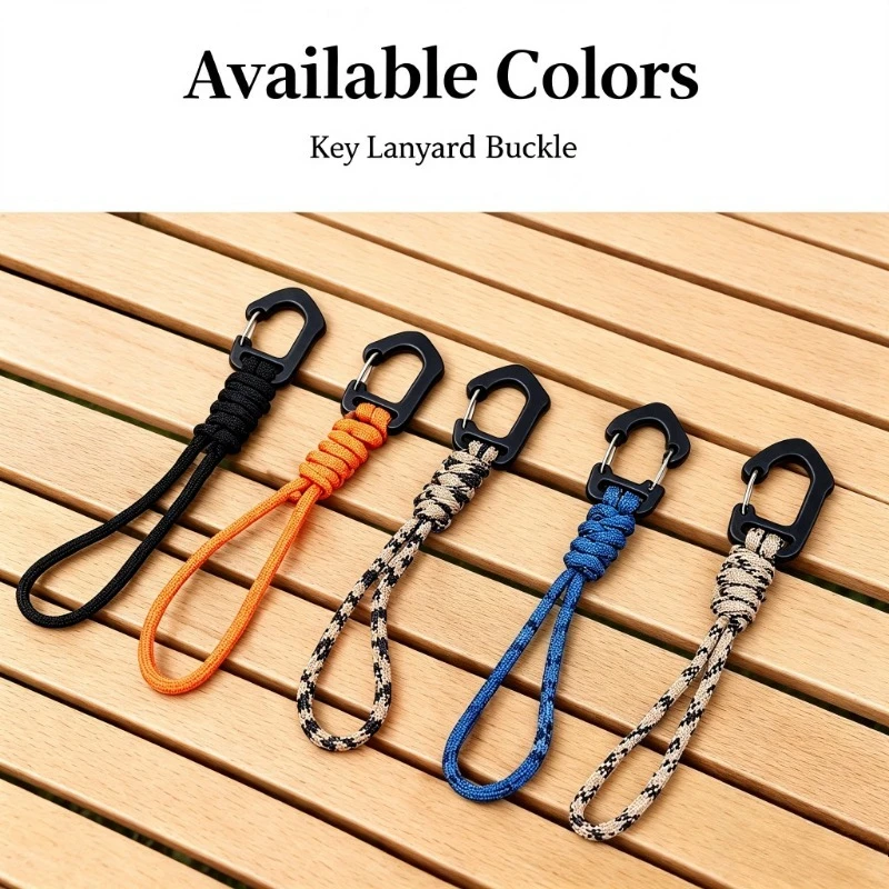 1Pc 7‑Core Paracord Keychain Lanyard Plastic Carabiner Clip Hand‑Woven Rope Key Holder for Outdoor Camping Hiking Accessories