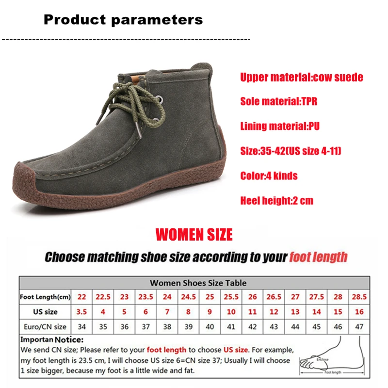 WOIZGIC Women Mother Female Ladies Genuine Leather Shoes Platform Ankle Boots Lace Up Retro Autumn Plus Size 41 42