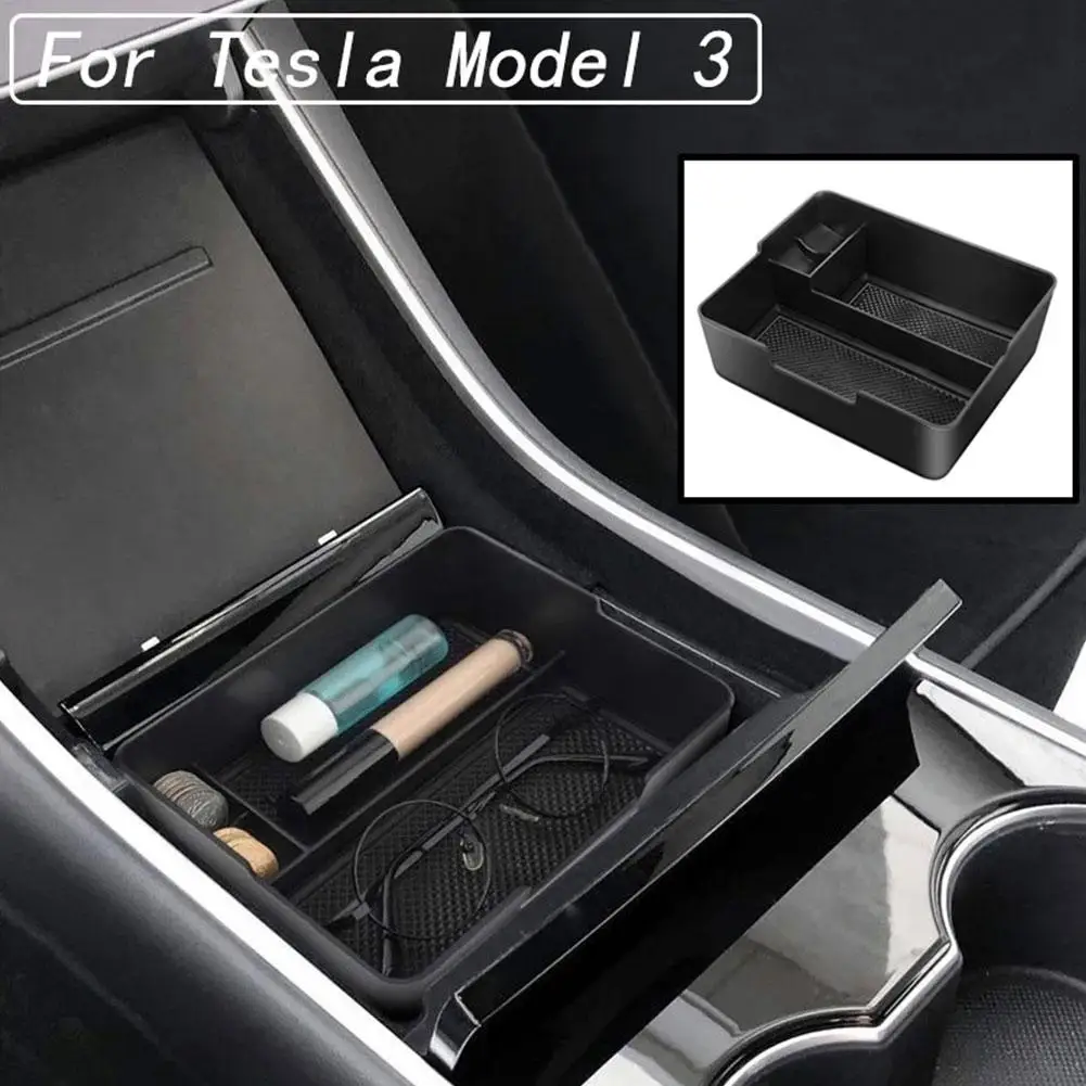 for Tesla 2017 2018 2019 2020 Car Central Armrest Box Stowing Tidying Glove Box Storage Box Non-Slip Car Accessori P4L2