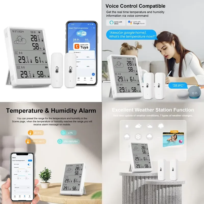 WIFI Temperature Humidity Digital LCD Thermometer Hygrometer Practical LCD Digital Temperature And Humidity Meter