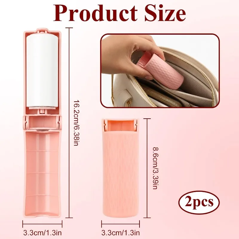 2PCS Lint Roller Travel-Sized Foldable Lint Remover for Pet Hair