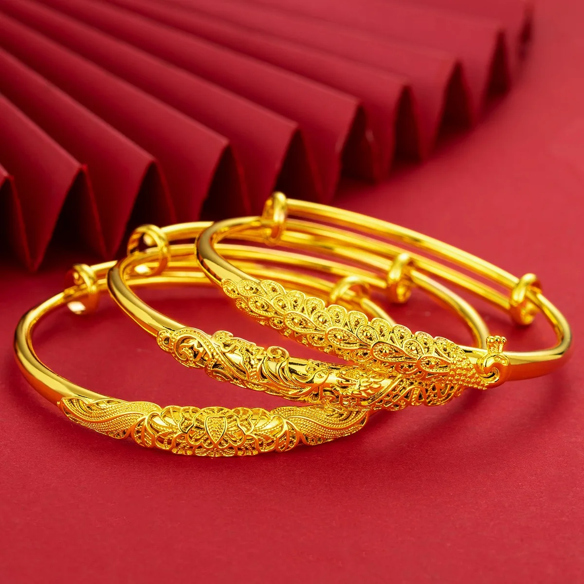 

24K Real Gold bangle 9999 Niche Premium Twist Push-Pull Half Studded Sand Half Glossy Twist Bracelet for Women Fine Jewelry