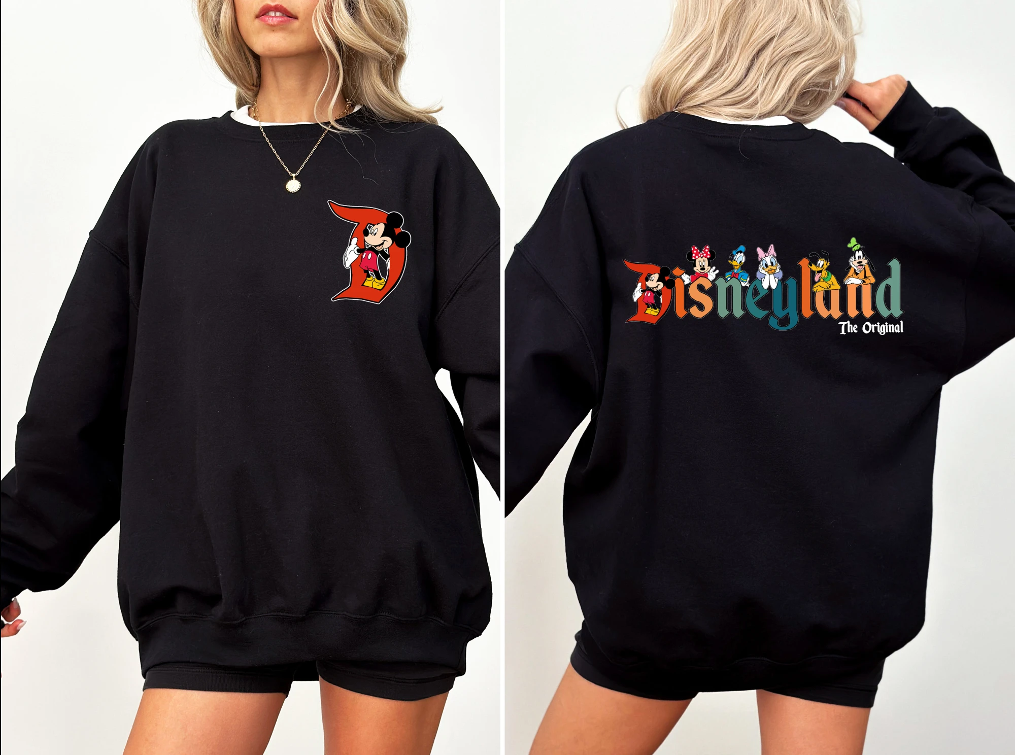 بلوفر ديزني ميكي المطبوع لعام 2025 هو سترة زوجين فضفاضة ودافئة للفتيات العصريات في الخريف