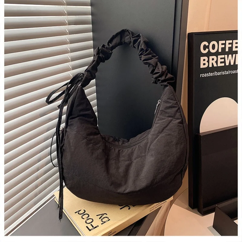 Damen-Halbmondtasche, plissierte Dumpling-Tasche mit Kordelzug, lässige Damenhandtasche mit großem Fassungsvermögen, modische Umhängetasche, Achseltasche, Cloud Bag