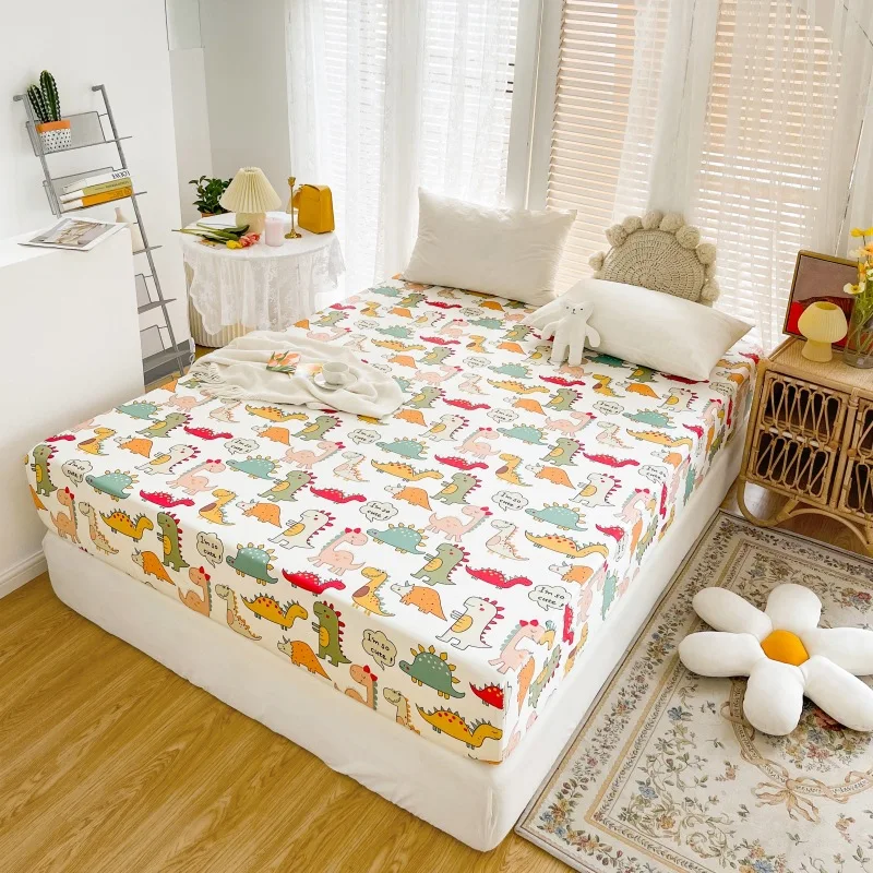 150x200cm Bed Sheet Single Piece with Elastic Non-slip Protective Cover A Class 60 Long-staple Cotton Printing Bed Sheets