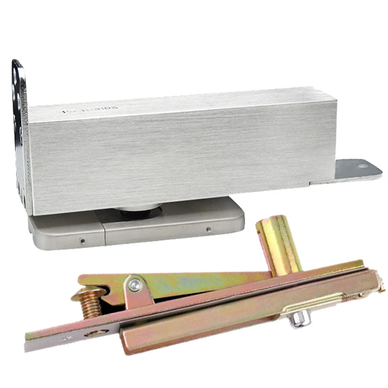 2Set Heavy Adjustable Door Pivot Hinges Hydraulic Buffer Soft Close 90° Positioning Floor Spring Door Hinges Install Up and Down