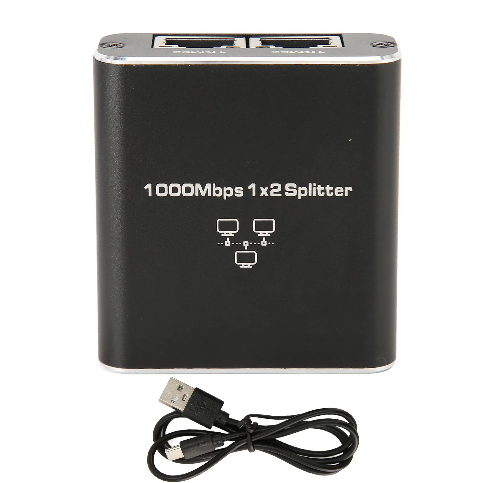 

Gigabit Splitter 1000Mbps 1 in 2 Out RJ45 Port Aluminum Alloy Network Splitter for PC Laptop Router