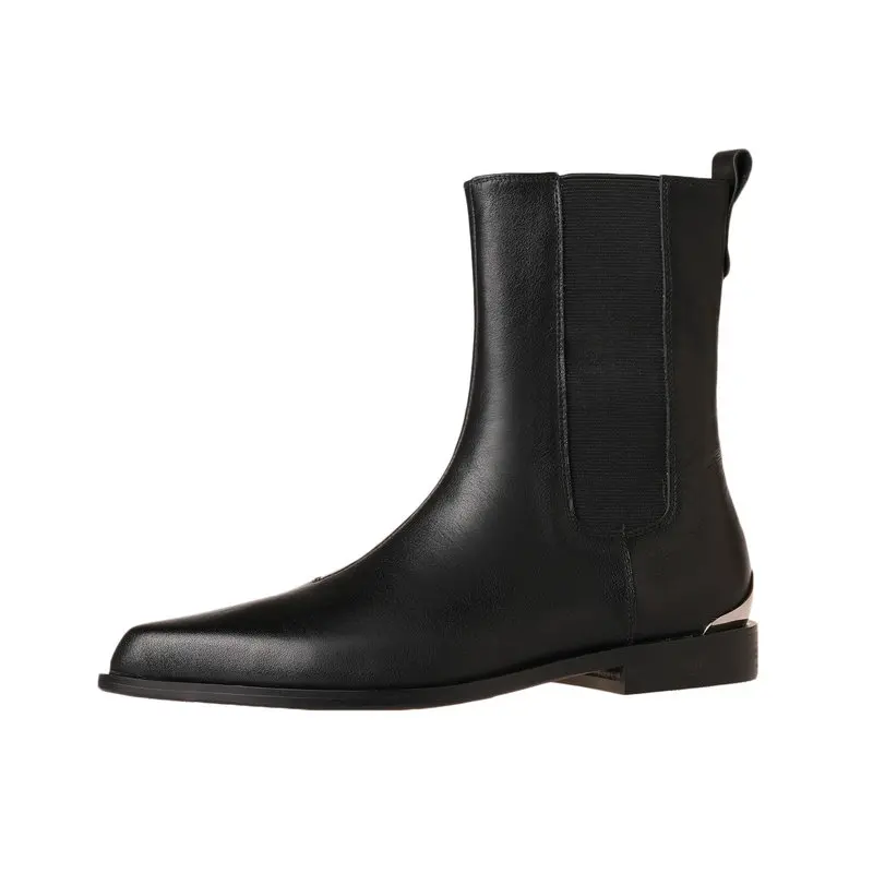 

2025 женские современные ботинки, ботильоны из натуральной кожи, туфли на низком каблуке с острым носком