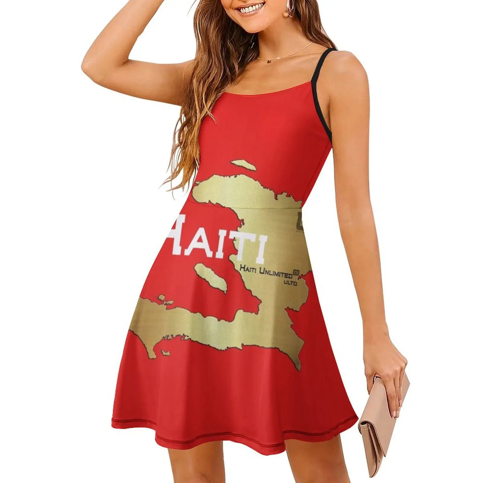 هايتي غير محدودة خريطة هايتي المرأة الهيب هوب الشارع الشهير فستان جرافيك طباعة ملابس للنادي هايتي هايتي خريطة هايتي تاون هايتي #3