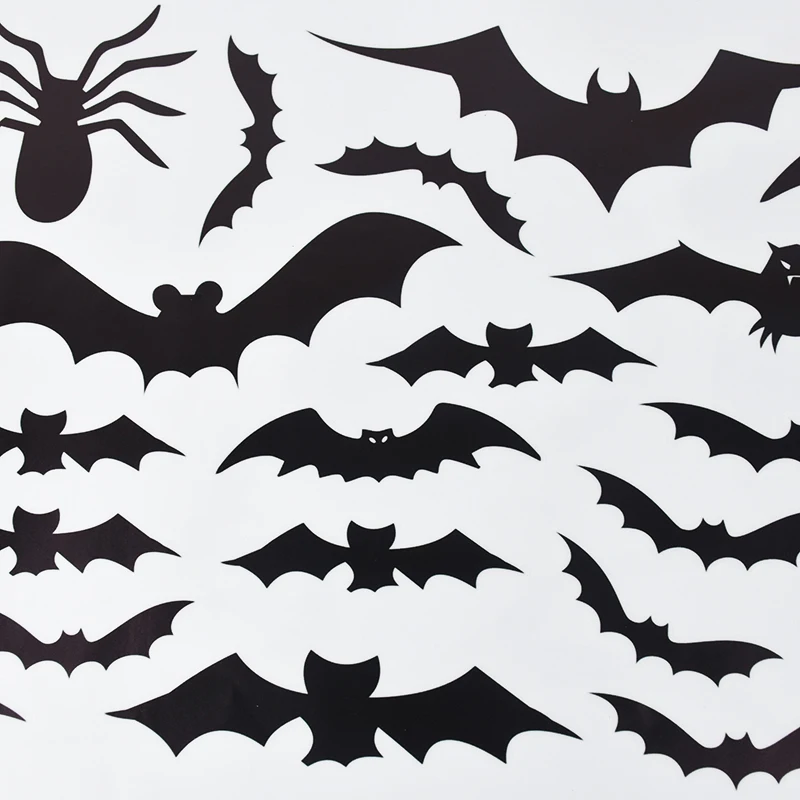 Halloween Print Sticker Witch Medicine Bat Spider Decal Wall Stickers for Window Background Halloween Party Decoration Supplies