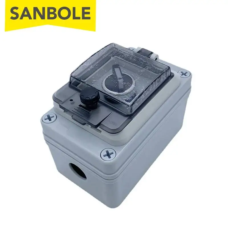 Single Hole M22 Outdoor IP67 Waterproof Rotary Switch Box Electrical Protective Control Distribution 10A Screw Installation