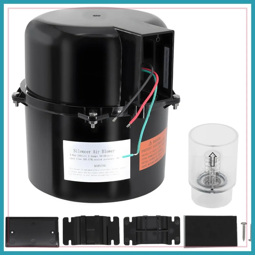

1 HP Spa Blower 240V 2.6A for 2" Plumbing, Quiet & Shock-Absorbing, Easy Install for Pool Hot Tub