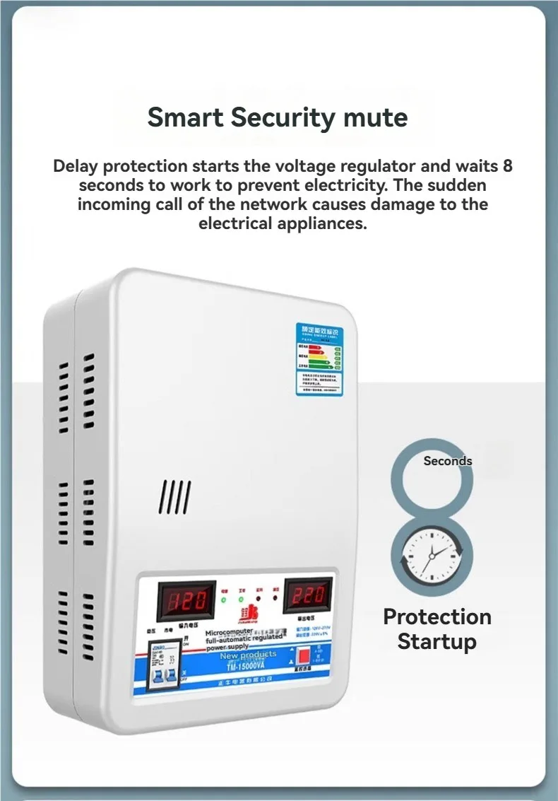 منظم جهد مكيف الهواء الأوتوماتيكي بالكامل، جهد 220، طاقة عالية، مثبت منزلي تجاري، 20 كيلو وات