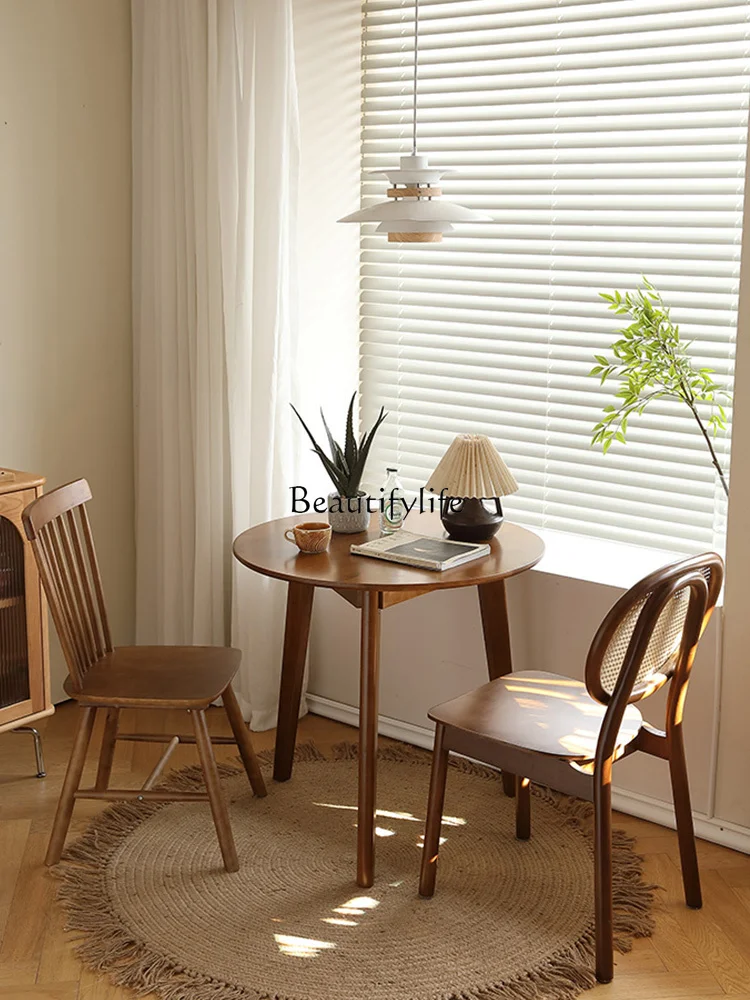 

Mid-Ancient Solid Wood Nordic Living Room Home Dining Table and Chair Retro Balcony Coffee Table