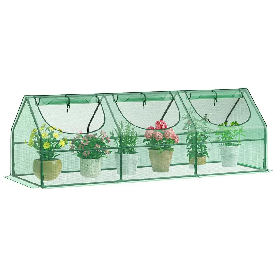 

Portable Mini Greenhouse, 339Ft, HighDensity PE Plant Cover with 3 Rollup Zipper Windows, Perfect for Outdoor Plant Growing