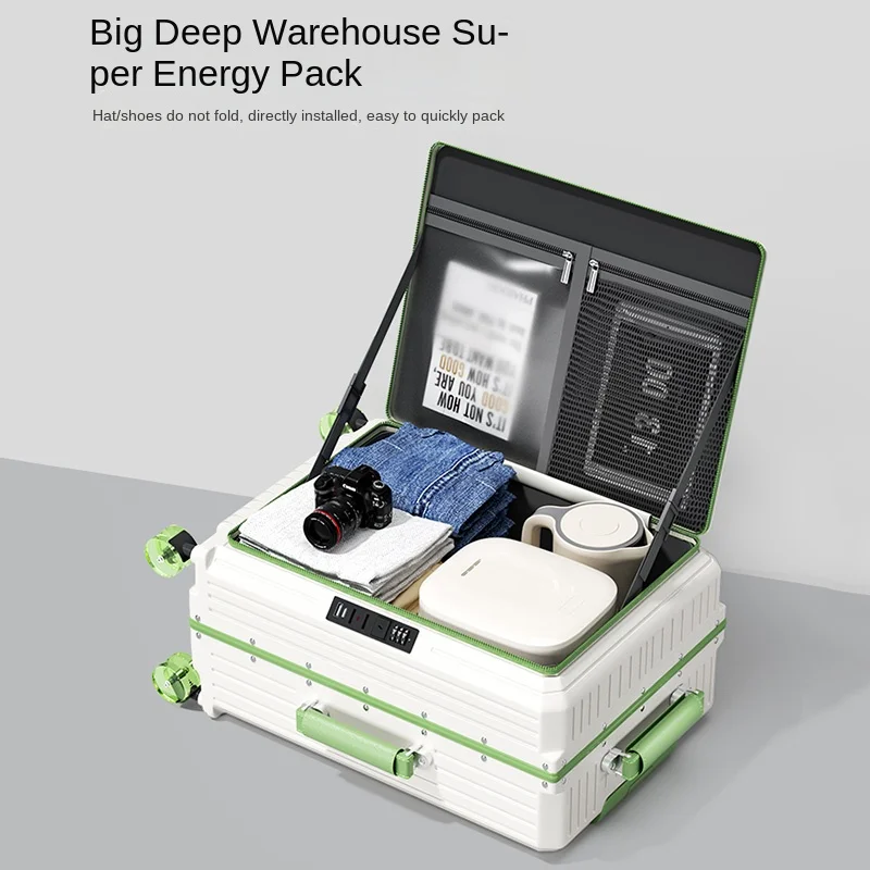 Чемодан с боковым открытием, новый дорожный чемодан большой вместимости, гладкие колеса, унисекс, 20-28 дюймов, чемодан на колесиках с алюминиевой рамой