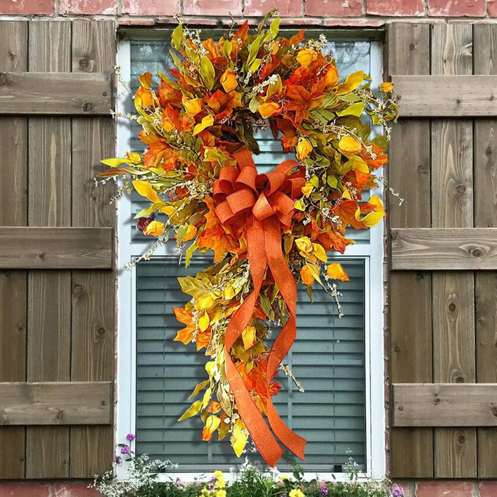 Thanksgiving Door Hanger Festival Celebration Maple Leaf Front Door Hanging Party Supplies Scene Layout for Home Restaurant Shop