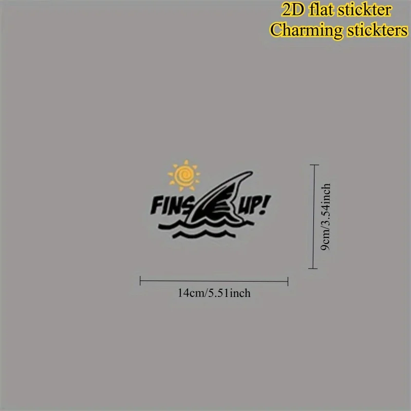 1Pc Fins Up Shark Fin Sun Pattern Waterproof Vinyl Sticker For Car Window Decor