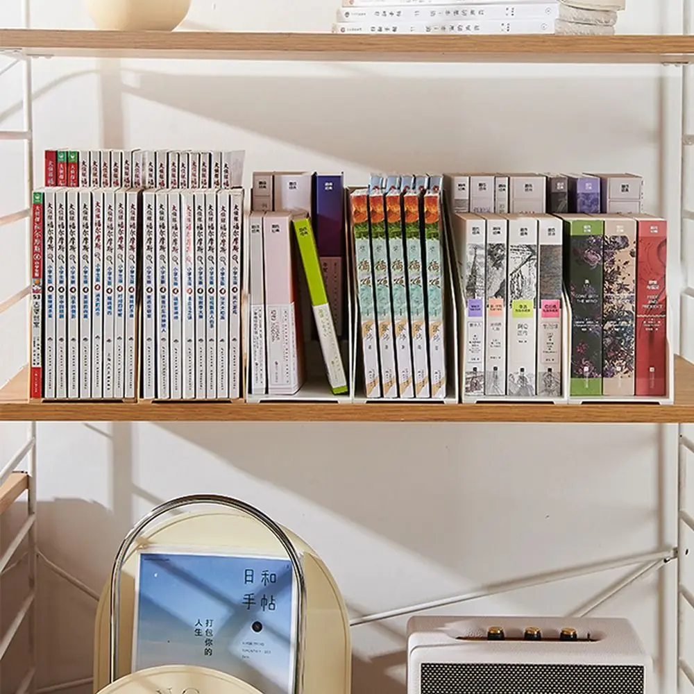 Portable Plastic Bookends Double Layer Solid Color File Storage Shelf Large Capacity Desktop Book Holder Student Supplies