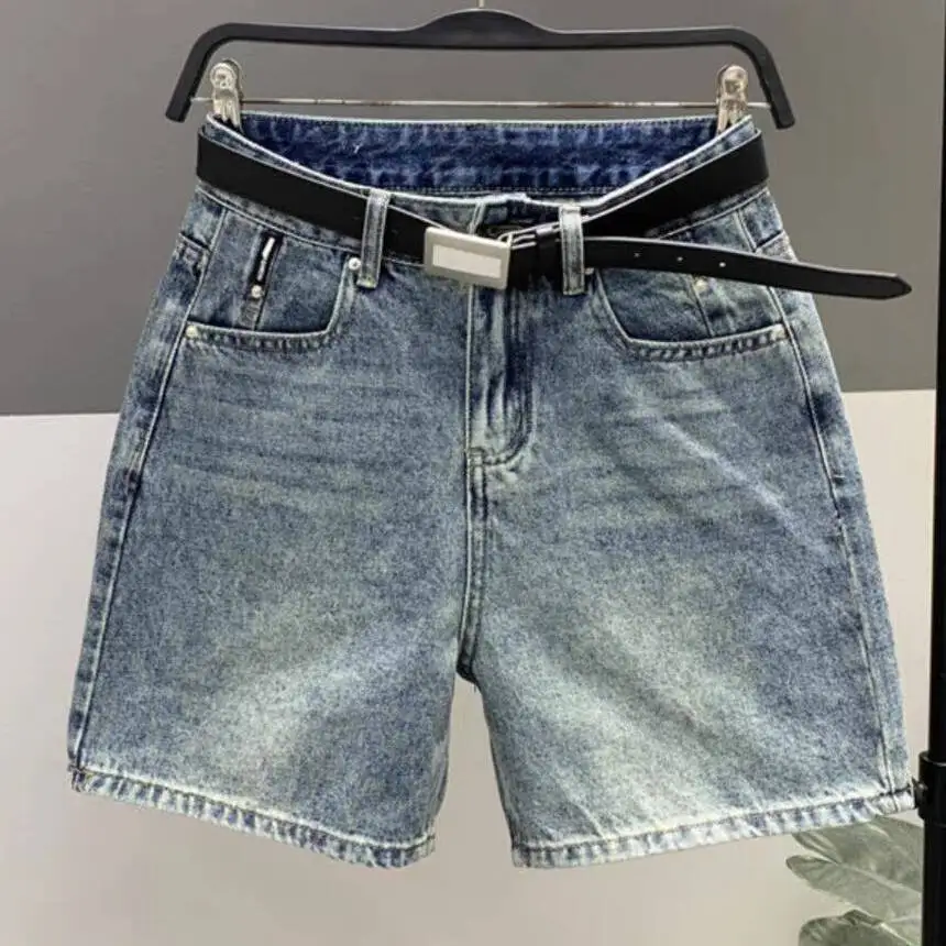 

Универсальные новые тонкие широкие брюки в стиле ретро с высокой талией, джинсовые корейские отзывы, множество одежды для девочек, летние женские синие джинсовые шорты