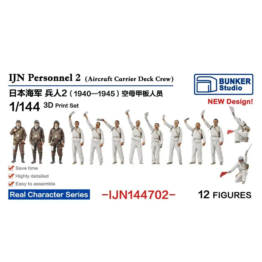 BUNKER IJN144702 1/144IJN (Aircraft Carrier Deck Crew) 3D-print kit 12PCS