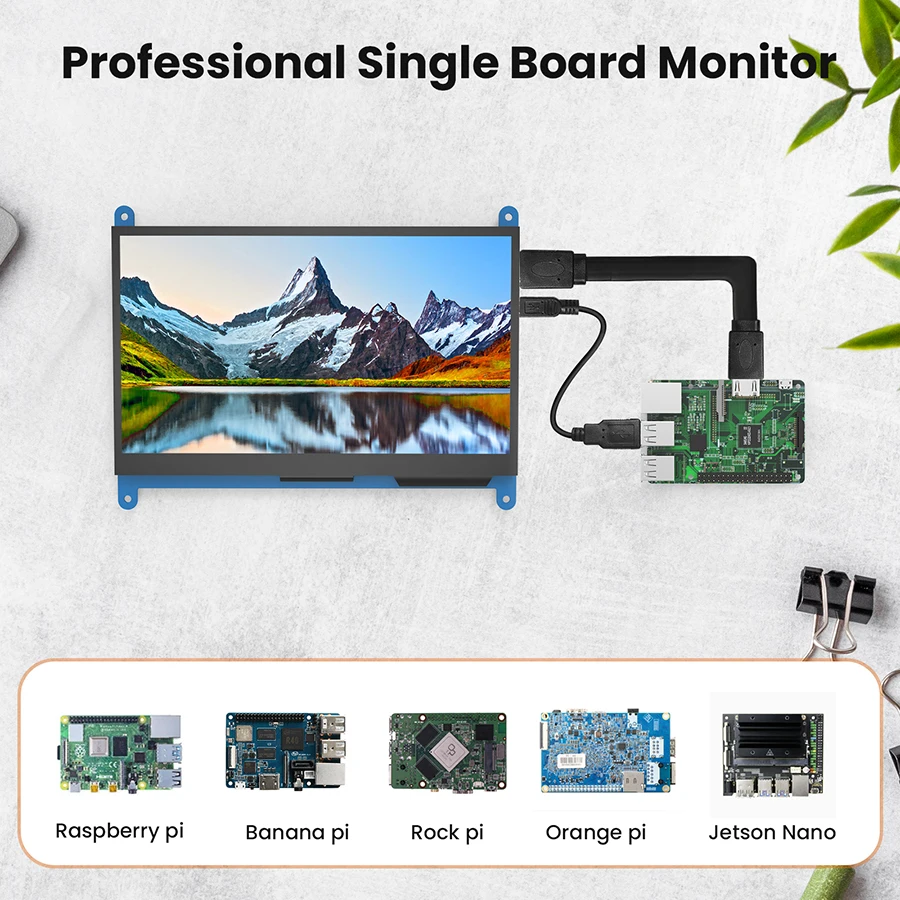 شاشة Raspberry Pi 4/3/2/1/B/B+/A+ مقاس 7 بوصات، شاشة لمس سعوية 1024 × 600 IPS ذات 5 نقاط متوافقة مع نظام التشغيل Windows 10/8/7، بدون محرك