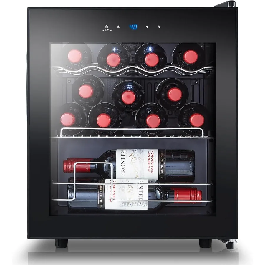

Compact Freestanding Wine Cooler for 15 Bottles with Digital Temperature Control Ideal for Storing Red and White Wine Glass Doo