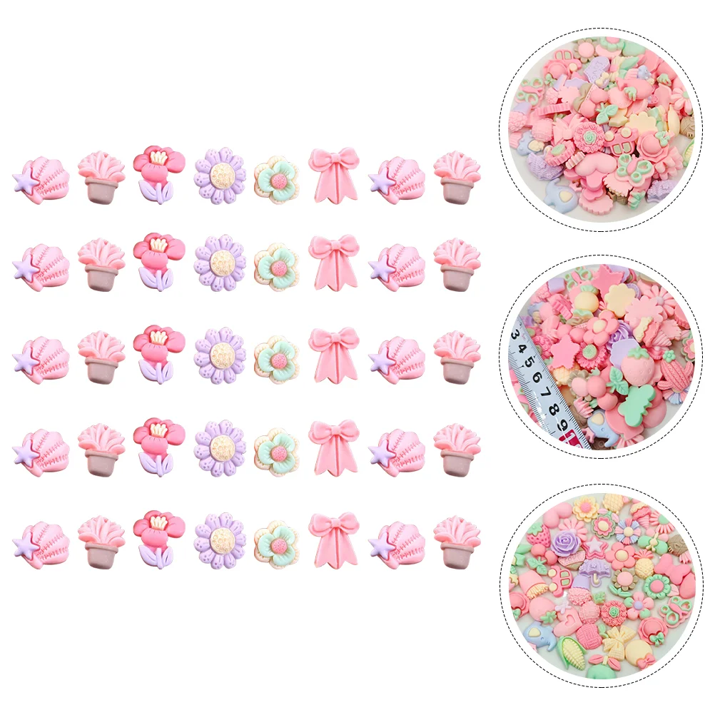 50 Pcs Hair Tie Rope Material Lovely Samll DIY Craft Prop Decor Phone Case Charm Adorable Style Small Accessory Resin