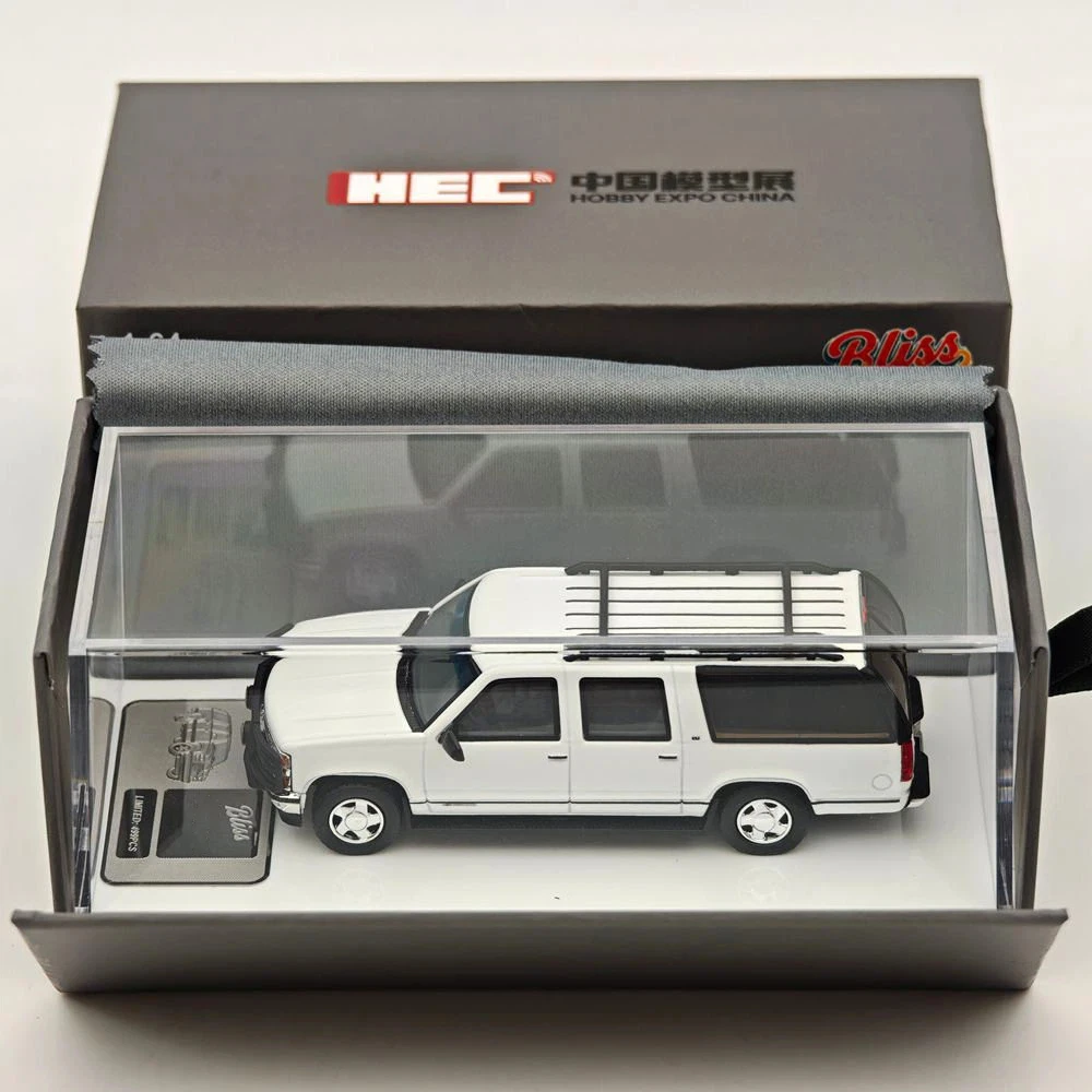 Коллекционная модель Bliss 1:64 GMC Suburban GMT400 SUV белая спортивная версия HEC Beijing Exclusive Ltd лимитированная серия 499 экземпляров литая под давлением