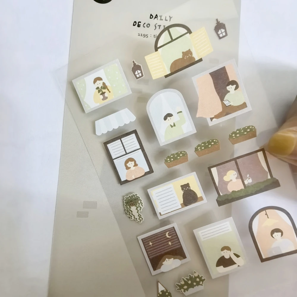 الكورية استيراد العلامة التجارية Suatelier نافذة لحظات صغيرة ورقة ملصقات لطيف سكرابوكينغ Diy بها بنفسك المجلات يوميات ديكور القرطاسية ملصق
