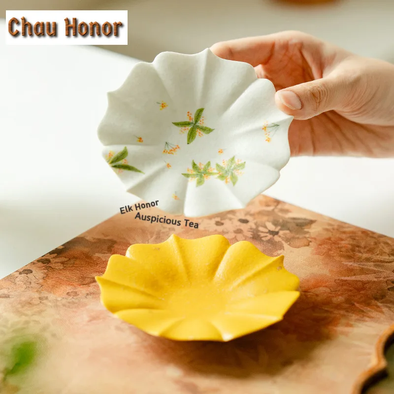 

1pc Hand-painted Osmanthus Flowers Coasters Elegant Cup Mat For Coffee Cups Saucer Heat Insulation Placemats Cup Holder Teaware