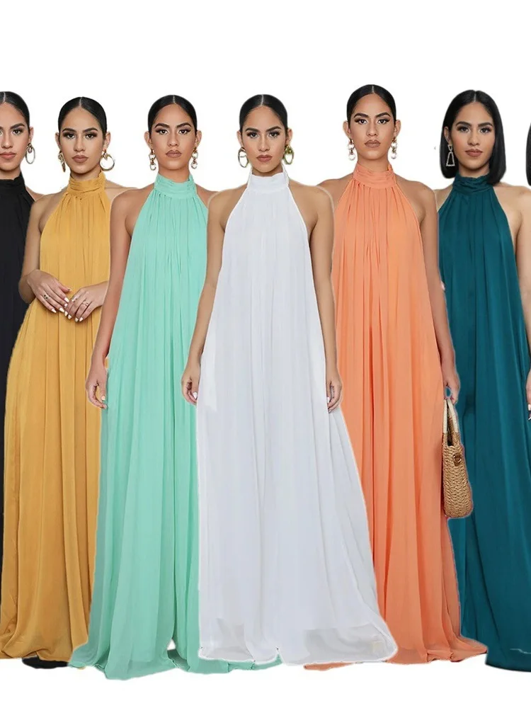 

Street Sle Loose Bal Women's Jumpsuit Svel Chiffon High Waist Wide Leg Pants Casual Comfortable Summer Outfit